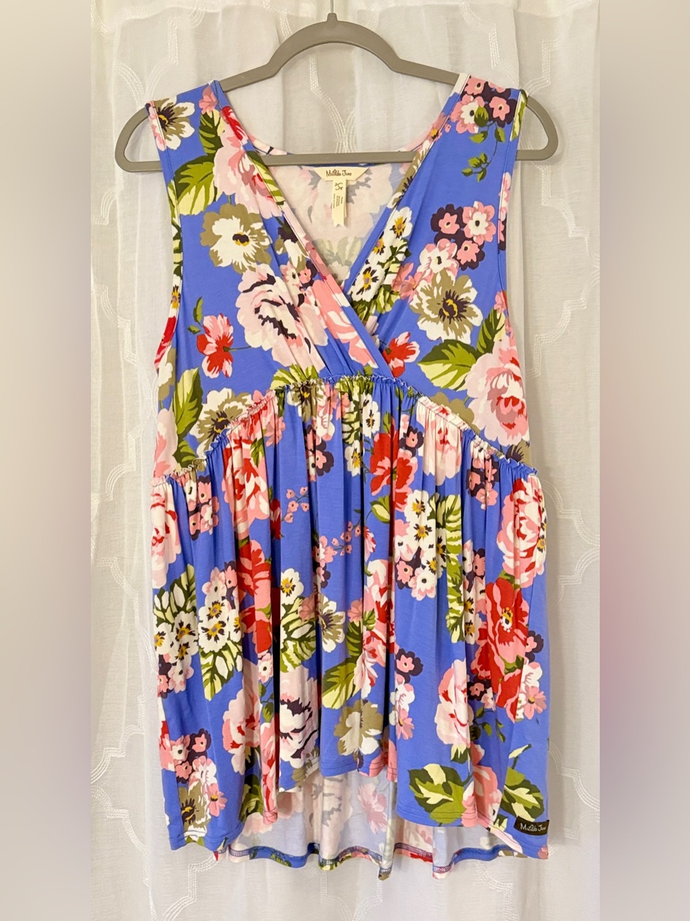 Matilda Jane Large Blue Floral Flowy Babydoll Tunic Top